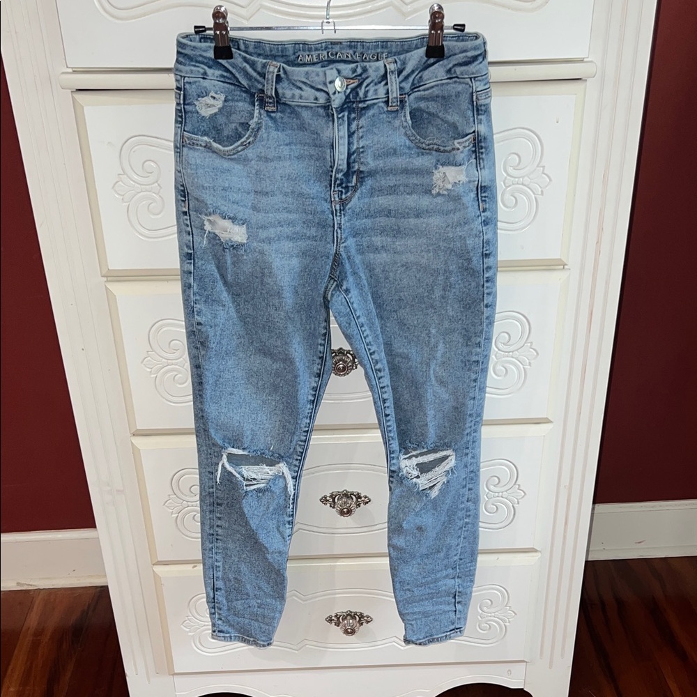 Distressed Blue Jeans